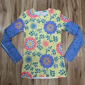 Whimsy Rose Small Yellow Purple Floral Baby Waffle Knit Thermal Made USA Boho